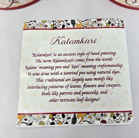 The Bombay Set of 2 Kalamkari Coffee Cups Hand Painted Exotic Beautiful Birds - Picture 2 of 11